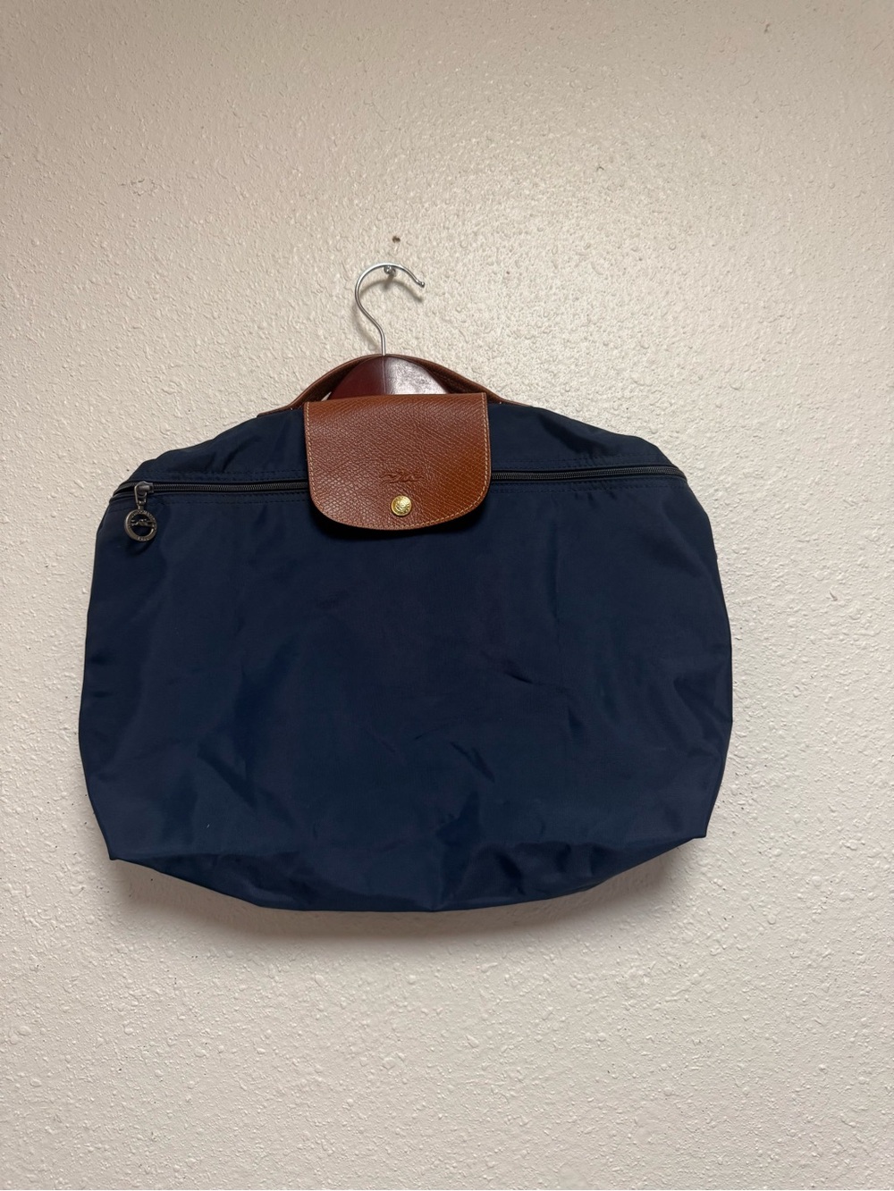 Longchamp Navy and Brown Foldable Travel Tote